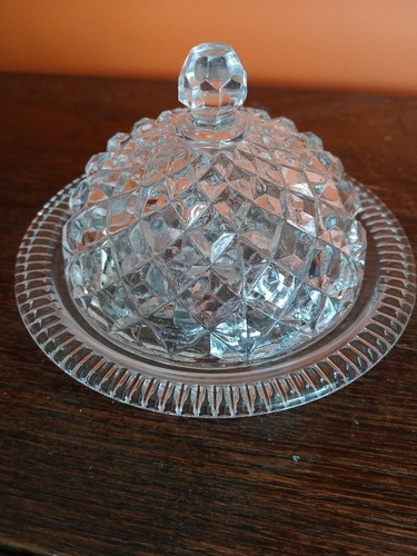 Vintage pressglas butterdose - pressglas,