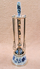 6 Sektquirle Getränke- Rührstäbe, versilbert mit Zwiebelmuster Porzellan #R1006