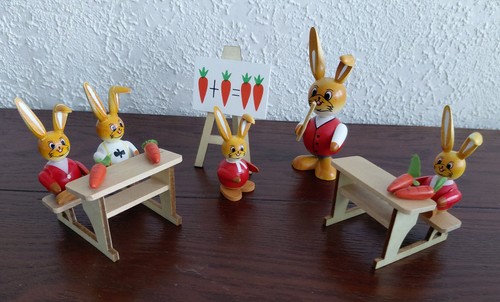 Handbemalte hasenschule - handbemalte,