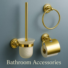 Bad Accessoires Set Gold Badezimmerzubehör Badgarnitur POP UP Ablaufgarnitur