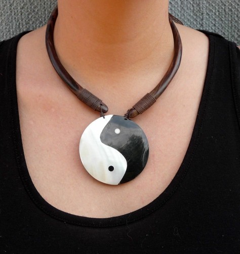 Yin yang anhänger halskette - yin,