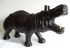 Leder Nilpferd Hippo Handarbeit 70er Jahre Vintage