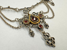 traumhafter Trachtenschmuck 19. Jh. Collier 800 Silber mit Granat Halskette