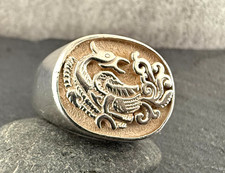 Schöner Ring (Siegelring) Silber 925 Gr.59 mit einen Drachenmotiv (AN20)
