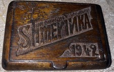 Tabakdose Shmerinka 1942 Ukraine b,WK2,Wehrmacht, Grabenarbeit Holz 