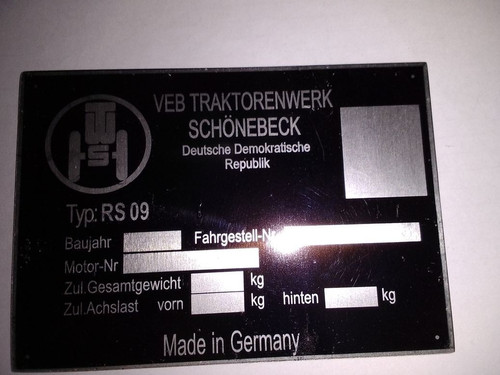 Typenschild traktor 09 - typenschild,