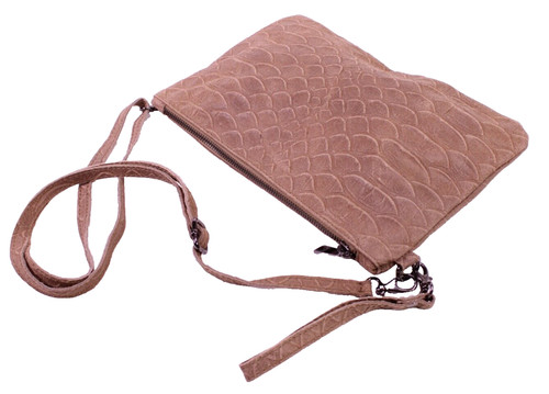 Tasche leder braun krokolook - tasche,