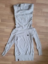 NAKETANO Kleid Rollkragen Sweatkleid Hellgrau Grau Herbst Taschen Gr. L Neu