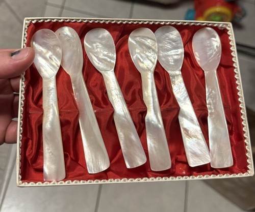 6er set perlmuttlöffel - set, weiß