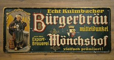 Altes Reklameschild Blechschild Bürgerbräu Mönchshof um 1910 Original 
