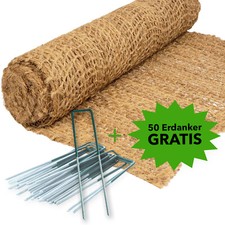 Böschungsmatte 1m breit 400- 700g/m² Kokosmatte Ufer Teich + Erdanker GRATIS