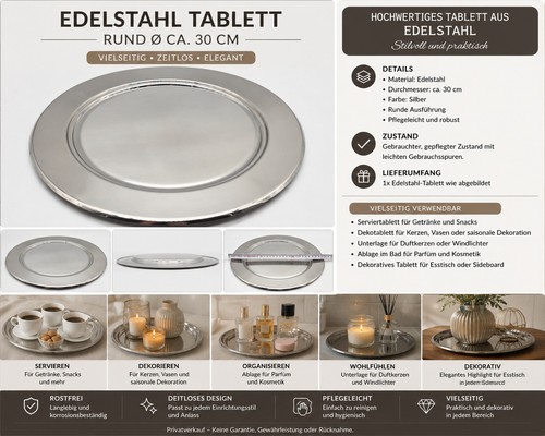 Edelstahl serviertablett - edelstahl, Ø