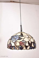 Edle Tiffany Deckenlampe Hängelampe Deckenleuchte / Florale Farb-Verzierung Nr.1
