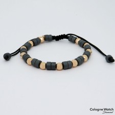 Jaibor Zugarmband mit Hämatit Besatz grau in 750/18K Rosegold / Nylon