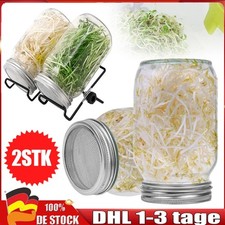 2x 1000ml Sprossenglas Set Keimglas Keimgerät Keimgläser Mit Abtropfschale Satz