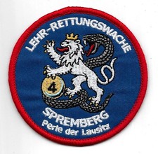 RETTUNGSWACHE Lehr BRANDENBURG Lausitz Abzeichen Patch FEUERWEHR 8 cm gestickt