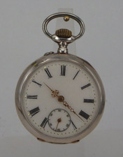 Schöne offene Herrentaschenuhr Minerva Silber um 1900 - GUTES UHRWERK (98627)