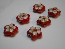 Cloisonne Perlen rot 16 x 7 mm