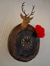 Exclusive Kuckucksuhr, Uhr, Wanduhr, Hirschkopf, Baumscheibe, Quarzwerk,TOP
