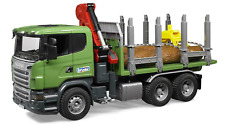 Bruder 03524 Scania Holztransporter LKW Ladekran Greifer 3 Baumstämme Lastwagen