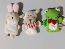 3 Fingerpuppen Frosch Hase Schaf Kuscheltiere Stofftier 