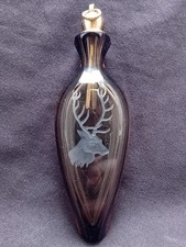 Schnupftabakflasche Wetzstein Hirschkopf Graviert Bixl Glas