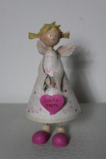 Metall Engel/Schutzengel/Figur/Mädchen mit Herz creme-rosa Höhe 25 cm Shabby