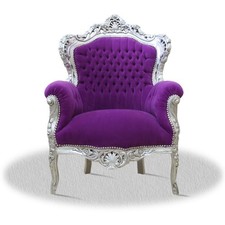 Barock Sessel Stoff Lila