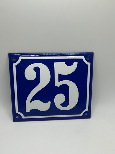 Blaue emaille hausnummer - emaille, "25"
