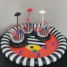 Leonardo Trinkglas Set: 3 Gläser (180ml), 3 Untertassen, Tablett & Rührer - RAR