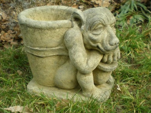 Steinfigur garten pflanztopf - steinfigur,