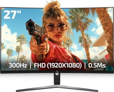 GAMEPOWER Curved Monitor 27 zoll 300Hz FullHD PC Bildschirm mit Lautsprecher V80