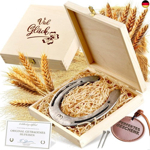 Hufeisen geschenk holzbox - hufeisen, in