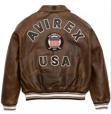 Neu Herren Avirex Echtleder Bomber American Flight Jacket Leather Icon Jacke