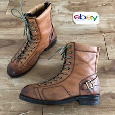 Belstaff LACE-UP leather boots, high, antique brown, size 43