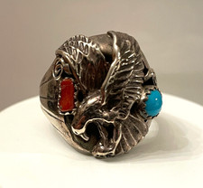 Indianerschmuck ADLER Ring Gr.65/20,6 Navajo Handarbeit Sterling Westernschmuckk