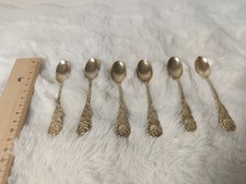 Hildesheimer Rose Punze GS 90 Silberauflage Set aus 6 Mokkalöffel vintage