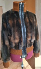 Damen Jacke Braun Kunstpelz Gr. 38 /40 Strickbündchen