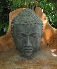 Buddha Kopf  Indonesien Lavastein Skulptur Statue Feng Shui Garten Dekoration