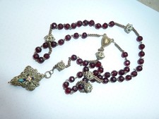 Rosenkranz antik, Granate, Silberkugeln, ca. 50cm