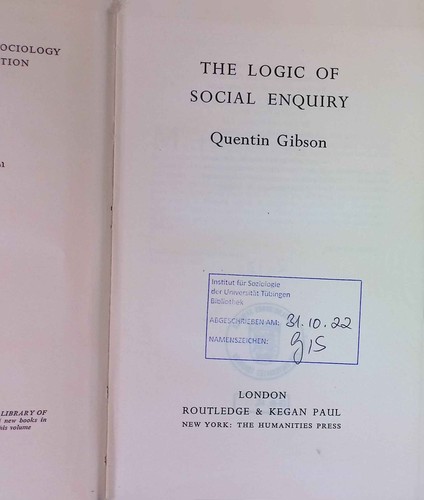 The logic social enquiry - logic,