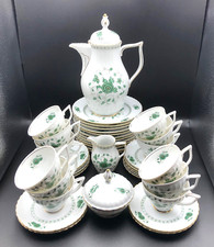 40Tlg. Kaffeeservice Royal Tettau Porzellan f. 12 Person gruene Blume