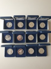 OLYMPIADE 2004 Athen, 12 Silbermünzen, gekapselt, im Etui, OVP, PP.