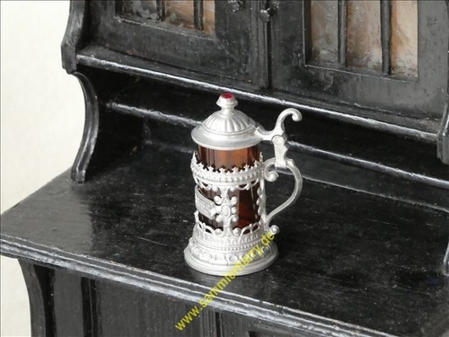 Zinn krug mit glaseinsatz - -,