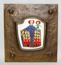 Emaille, Egino Weinert, Schutzmantelmadonna, Maria mit Jesus, Bronze, Religion