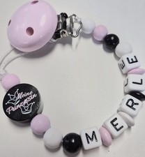 Schnullerkette mit Namen❤️Mädchen❤️kleine Prinzessin❤️Holz Nucki  Schnuller Baby