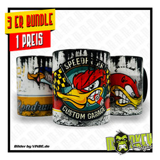 3er Set Vintage Becher USA Speedfreak - Retro Tasse ideales Geschenk Roadrunner