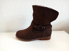 Stiefel Stiefeletten Chelsea Flach Blockabsatz Gefüttert Braun 37