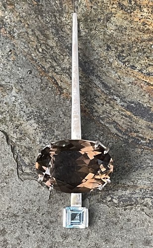 Silber anhänger rauchquarz - silber,