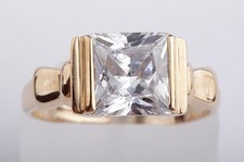 Kristall Ring 585 14k Rot Gold solitär 55 Größe filigran!  #